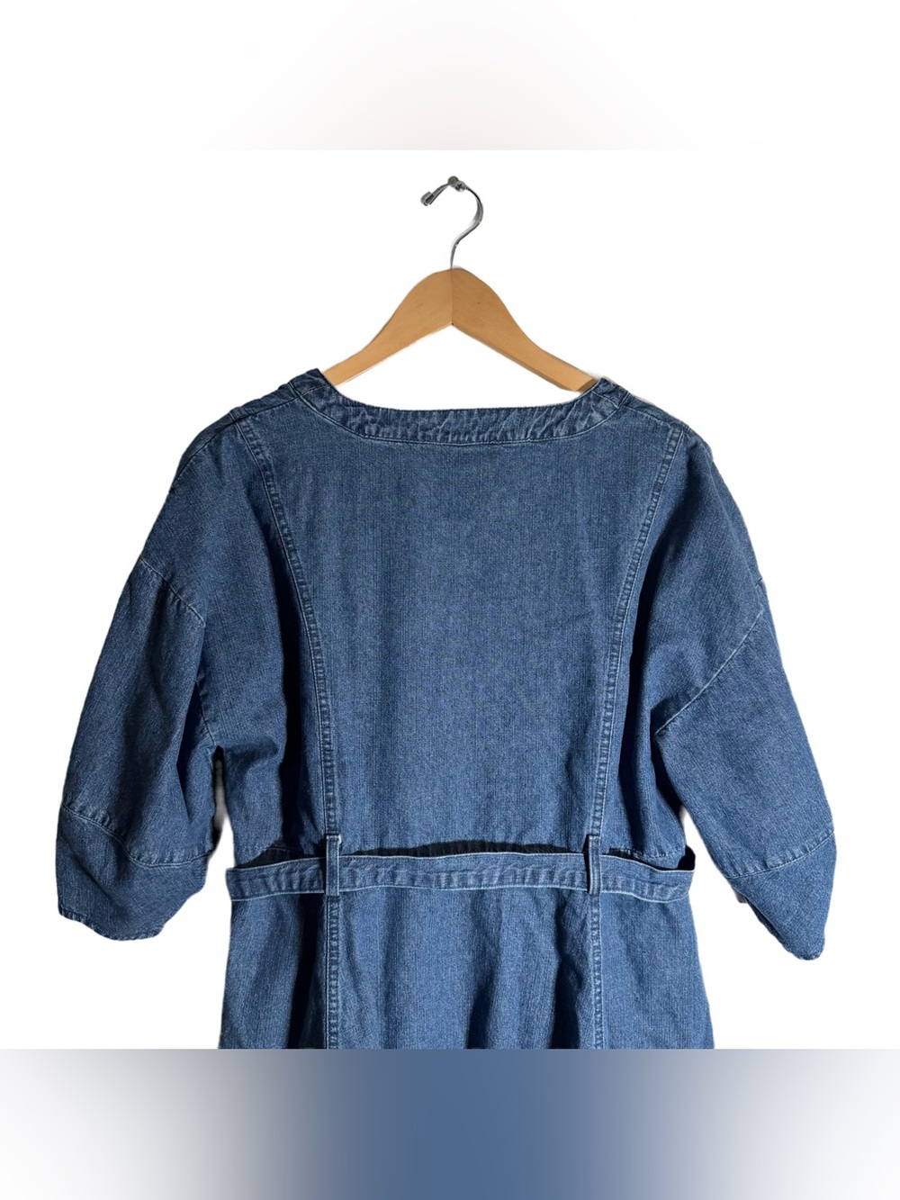 Mustard Seed Denim Wrap Dress Women's Large Mini Dress Distressed Western Boho - Picture 5 of 6